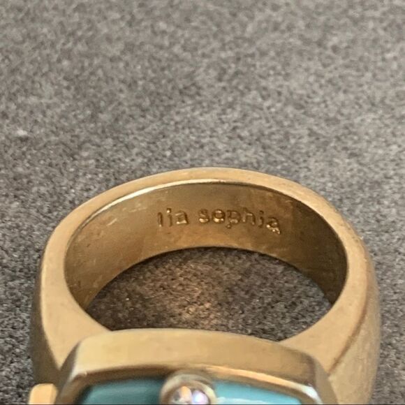 Lia Sophia blue gold tone Swarovski overlay ring - Picture 7 of 9